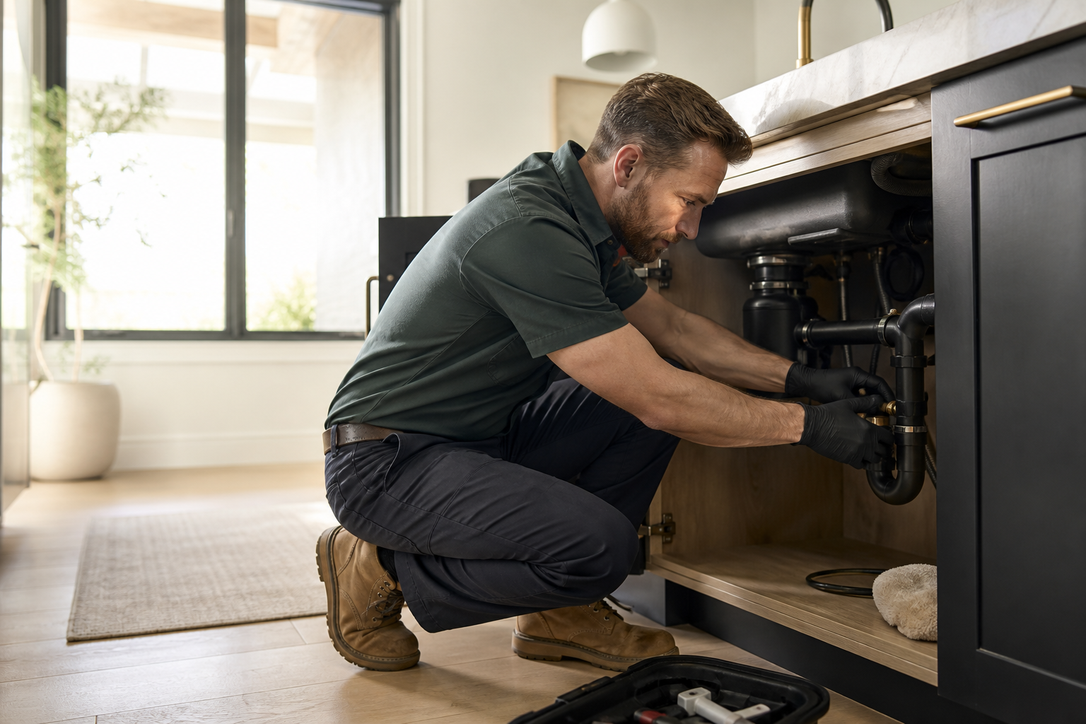 Plumbing professionals at work